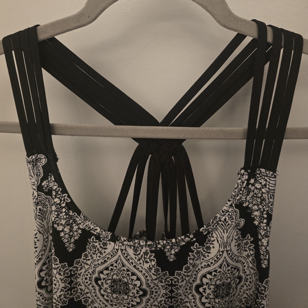 Black and White Floral Strappy Top